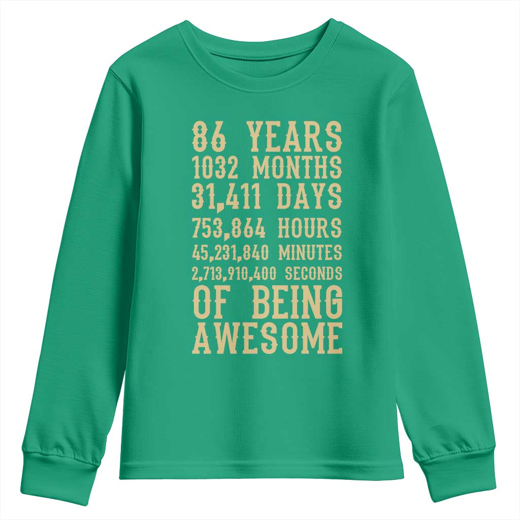 Vintage 86th Birthday Gift Youth Sweatshirt 86 Years Of Being Awesome