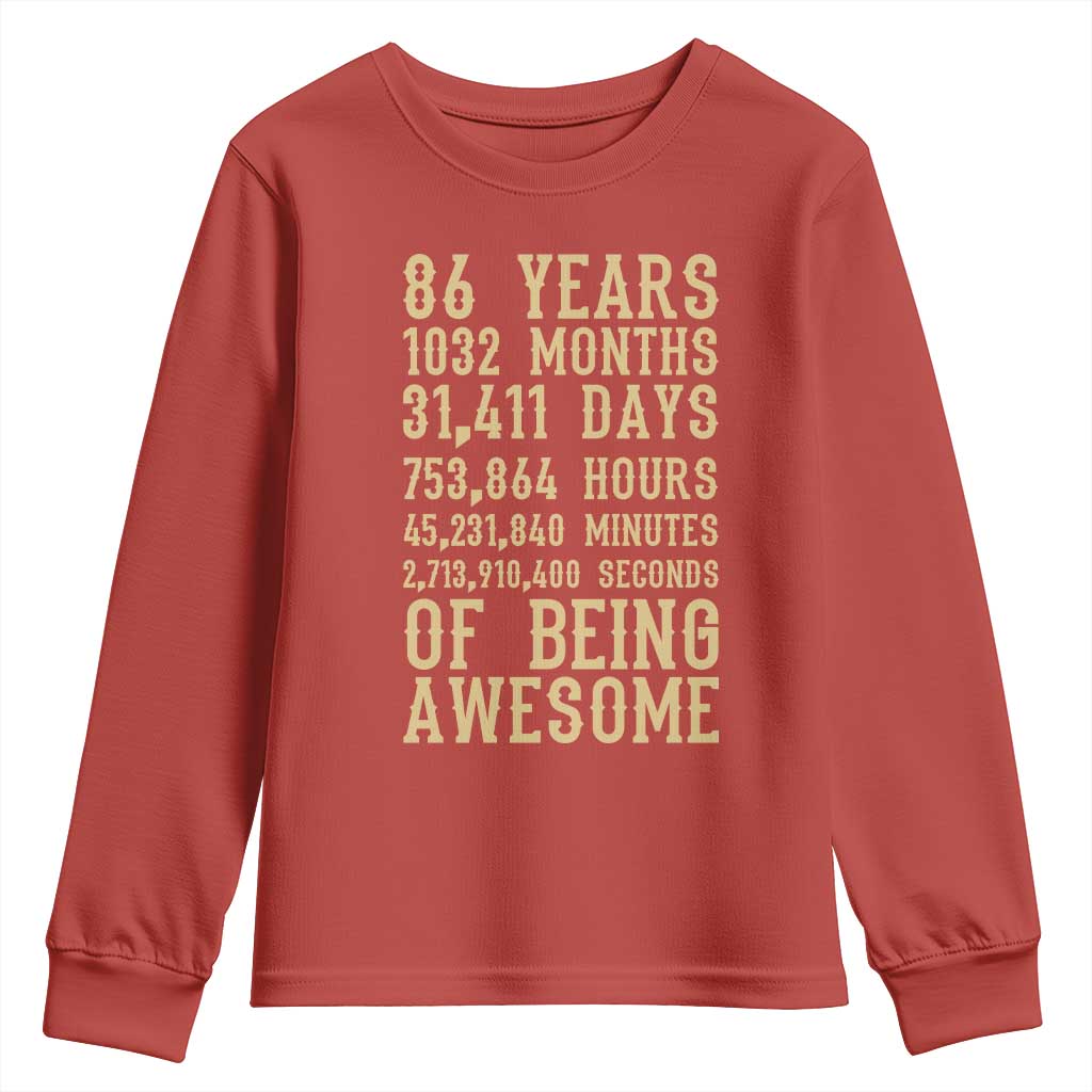 Vintage 86th Birthday Gift Youth Sweatshirt 86 Years Of Being Awesome