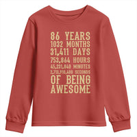 Vintage 86th Birthday Gift Youth Sweatshirt 86 Years Of Being Awesome