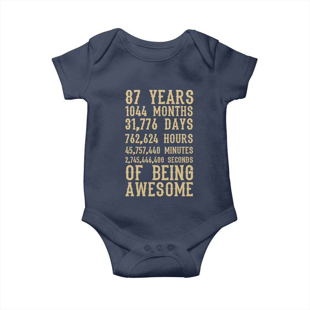 Vintage 87th Birthday Gift Baby Onesie 87 Years Of Being Awesome