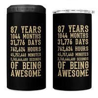 Vintage 87th Birthday Gift 4 in 1 Can Cooler Tumbler 87 Years Of Being Awesome
