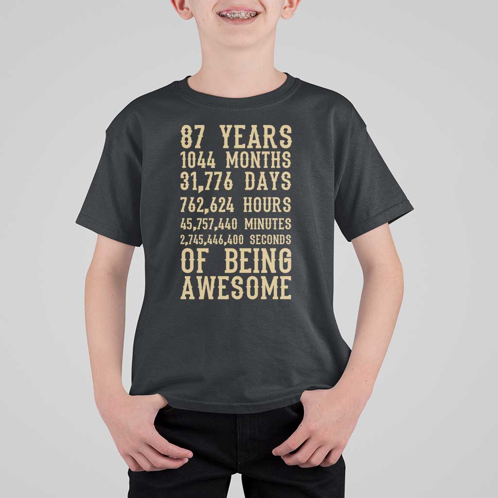 Vintage 87th Birthday Gift T Shirt For Kid 87 Years Of Being Awesome