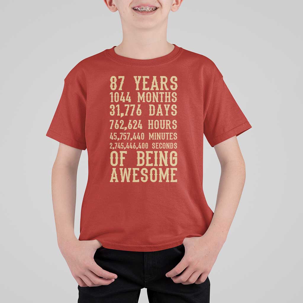 Vintage 87th Birthday Gift T Shirt For Kid 87 Years Of Being Awesome