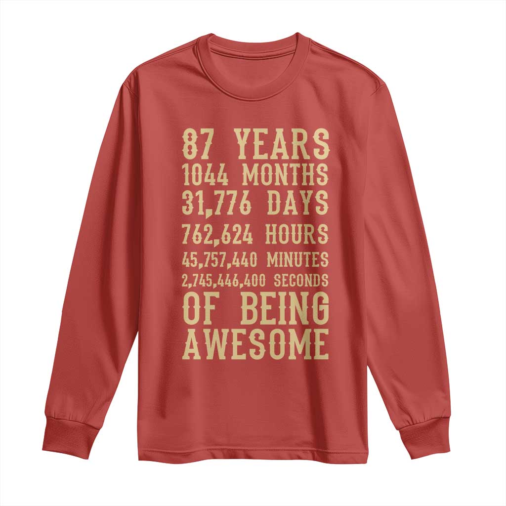 Vintage 87th Birthday Gift Long Sleeve Shirt 87 Years Of Being Awesome