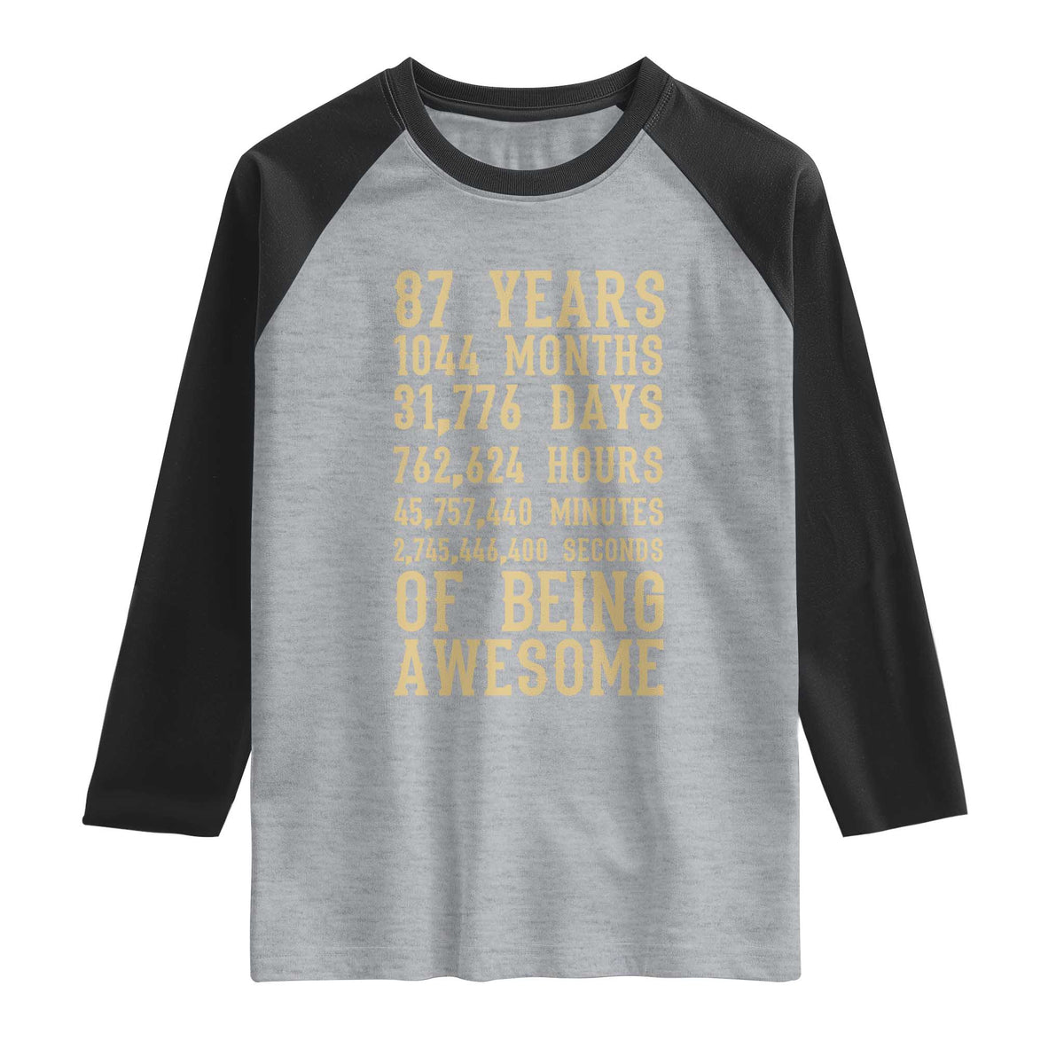 Vintage 87th Birthday Gift Raglan Shirt 87 Years Of Being Awesome