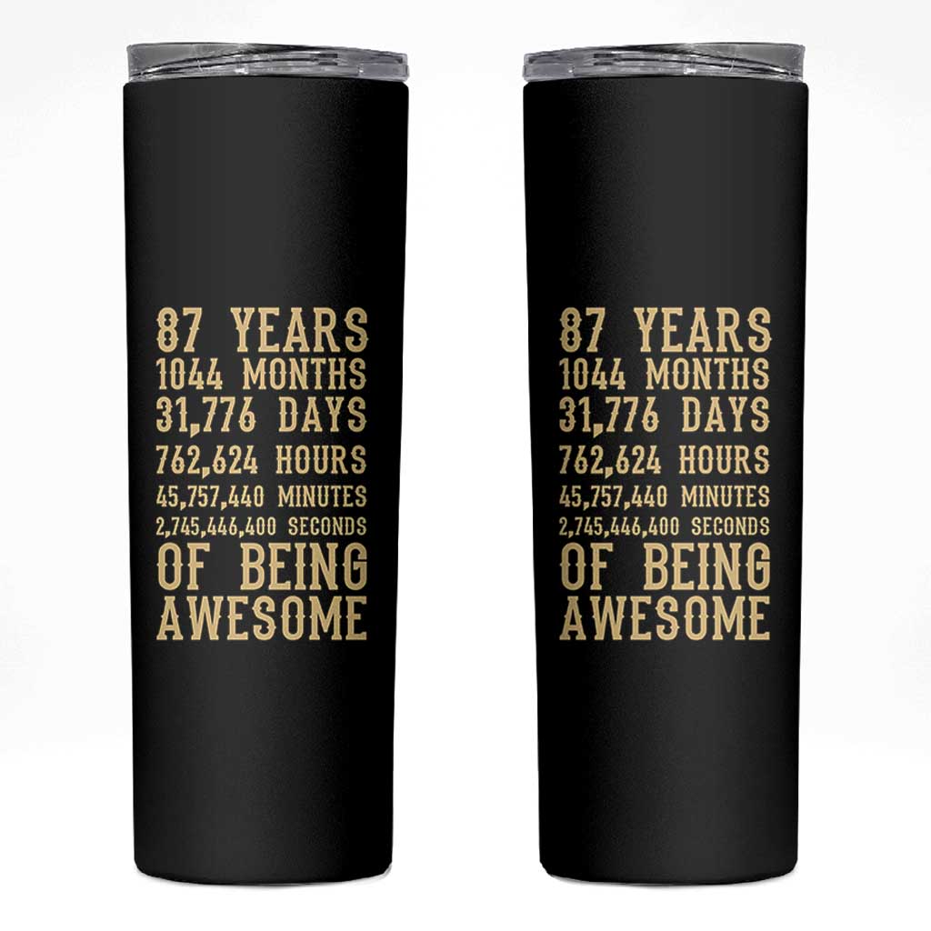 Vintage 87th Birthday Gift Skinny Tumbler 87 Years Of Being Awesome