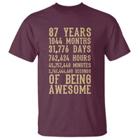 Vintage 87th Birthday Gift T Shirt 87 Years Of Being Awesome
