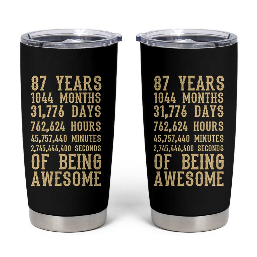 Vintage 87th Birthday Gift Tumbler Cup 87 Years Of Being Awesome