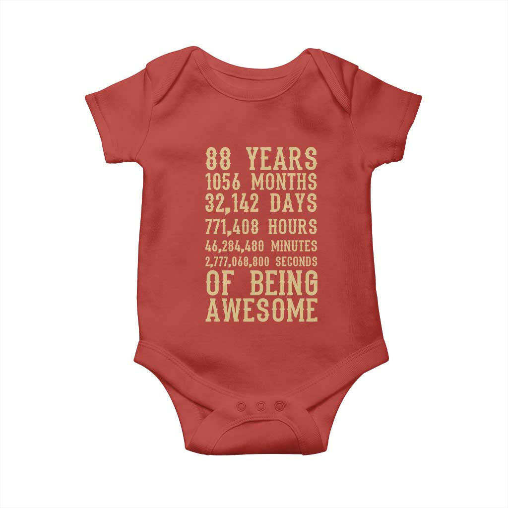 Vintage 88th Birthday Gift Baby Onesie 88 Years Of Being Awesome