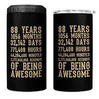 Vintage 88th Birthday Gift 4 in 1 Can Cooler Tumbler 88 Years Of Being Awesome