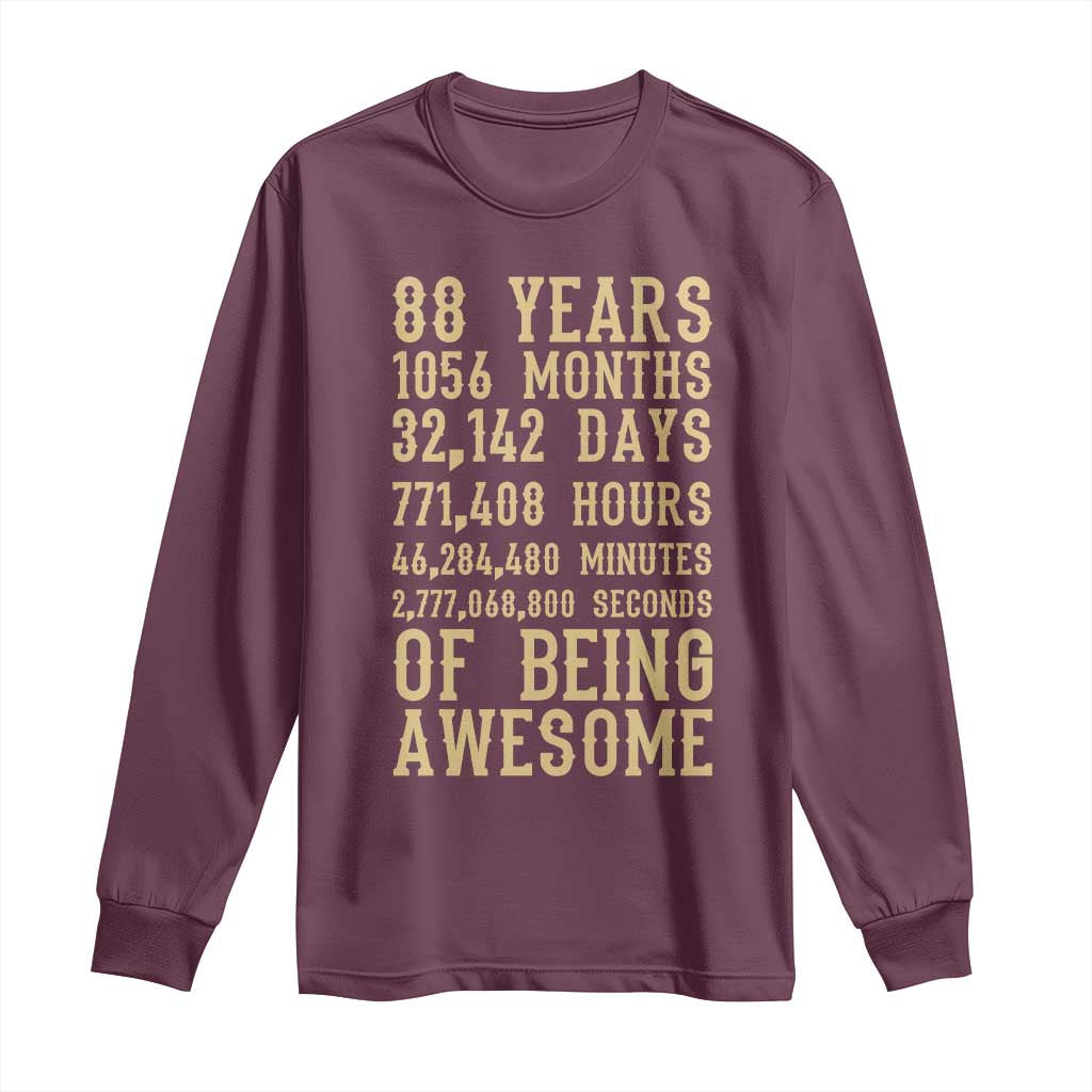 Vintage 88th Birthday Gift Long Sleeve Shirt 88 Years Of Being Awesome