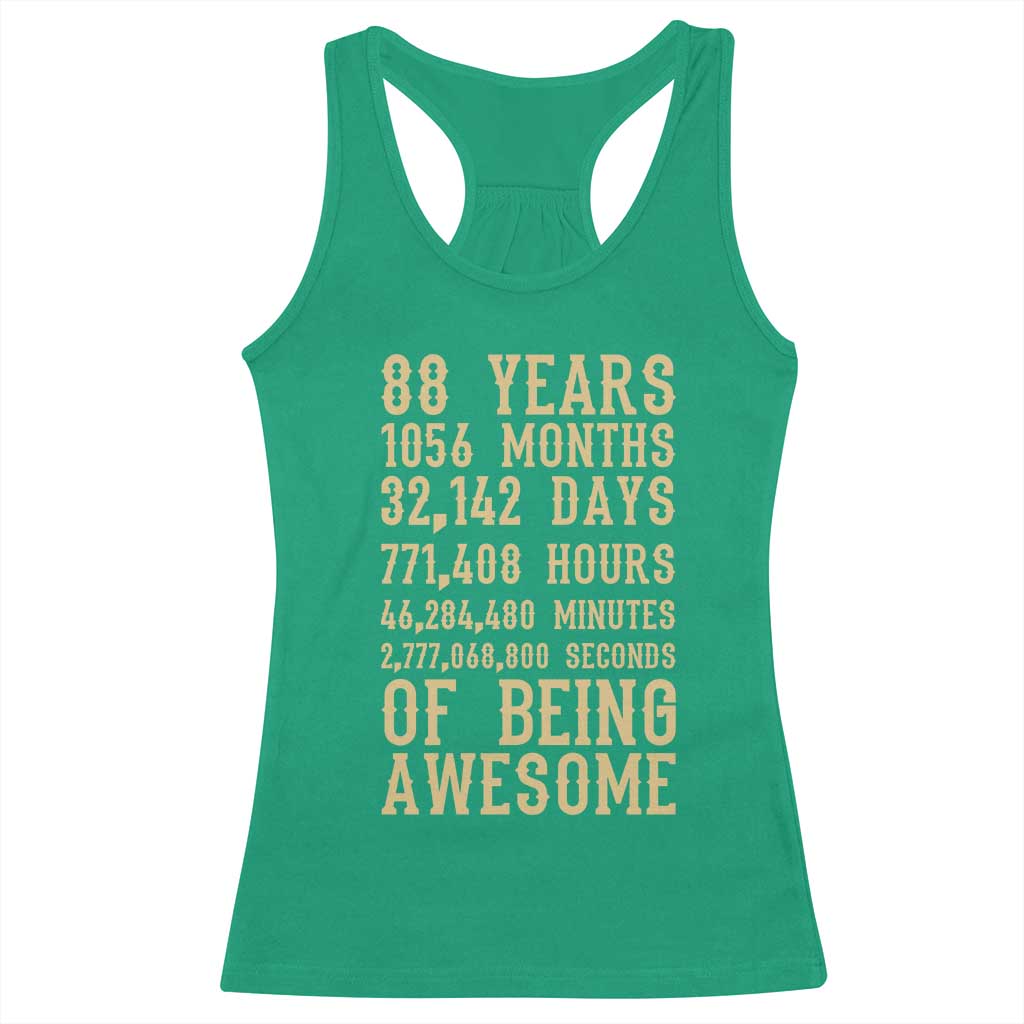 Vintage 88th Birthday Gift Racerback Tank Top 88 Years Of Being Awesome