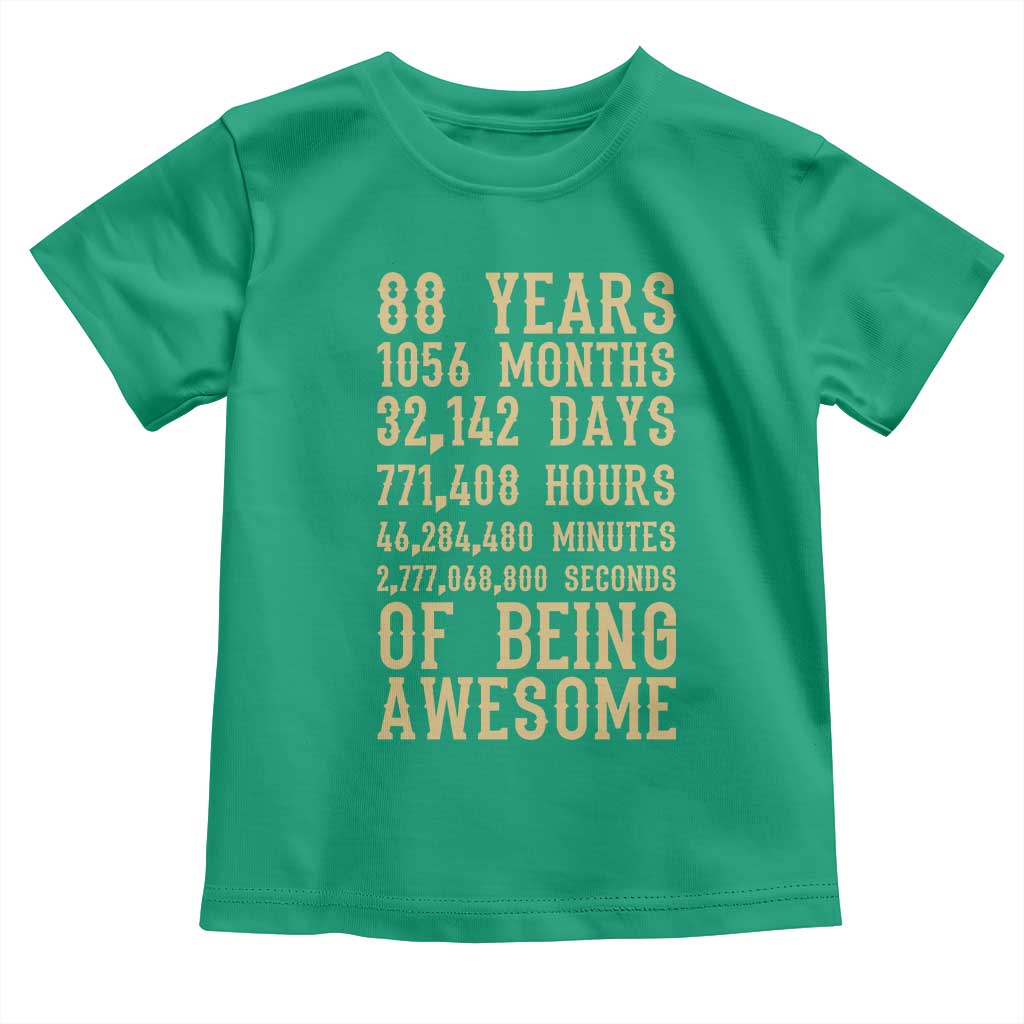 Vintage 88th Birthday Gift Toddler T Shirt 88 Years Of Being Awesome