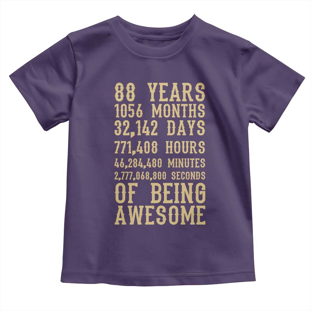 Vintage 88th Birthday Gift Toddler T Shirt 88 Years Of Being Awesome