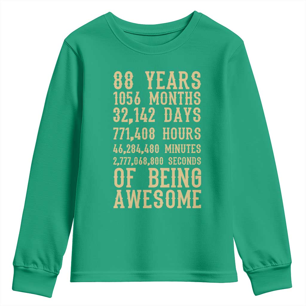 Vintage 88th Birthday Gift Youth Sweatshirt 88 Years Of Being Awesome