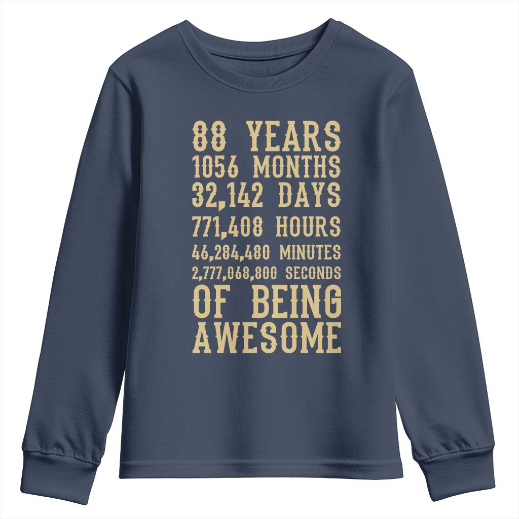 Vintage 88th Birthday Gift Youth Sweatshirt 88 Years Of Being Awesome