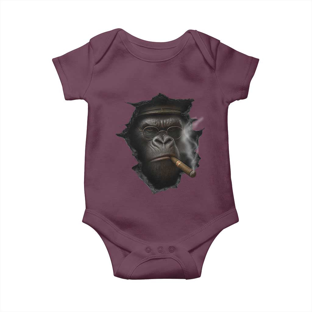 Cool Gorilla With Cigar Baby Onesie Animal Lover Gift - Wonder Print Shop