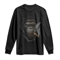 Cool Gorilla With Cigar Long Sleeve Shirt Animal Lover Gift - Wonder Print Shop