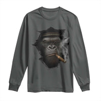 Cool Gorilla With Cigar Long Sleeve Shirt Animal Lover Gift - Wonder Print Shop