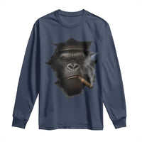 Cool Gorilla With Cigar Long Sleeve Shirt Animal Lover Gift - Wonder Print Shop