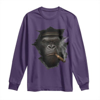 Cool Gorilla With Cigar Long Sleeve Shirt Animal Lover Gift - Wonder Print Shop