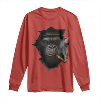 Cool Gorilla With Cigar Long Sleeve Shirt Animal Lover Gift - Wonder Print Shop
