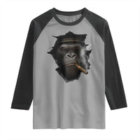 Cool Gorilla With Cigar Raglan Shirt Animal Lover Gift - Wonder Print Shop