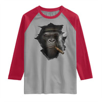 Cool Gorilla With Cigar Raglan Shirt Animal Lover Gift - Wonder Print Shop