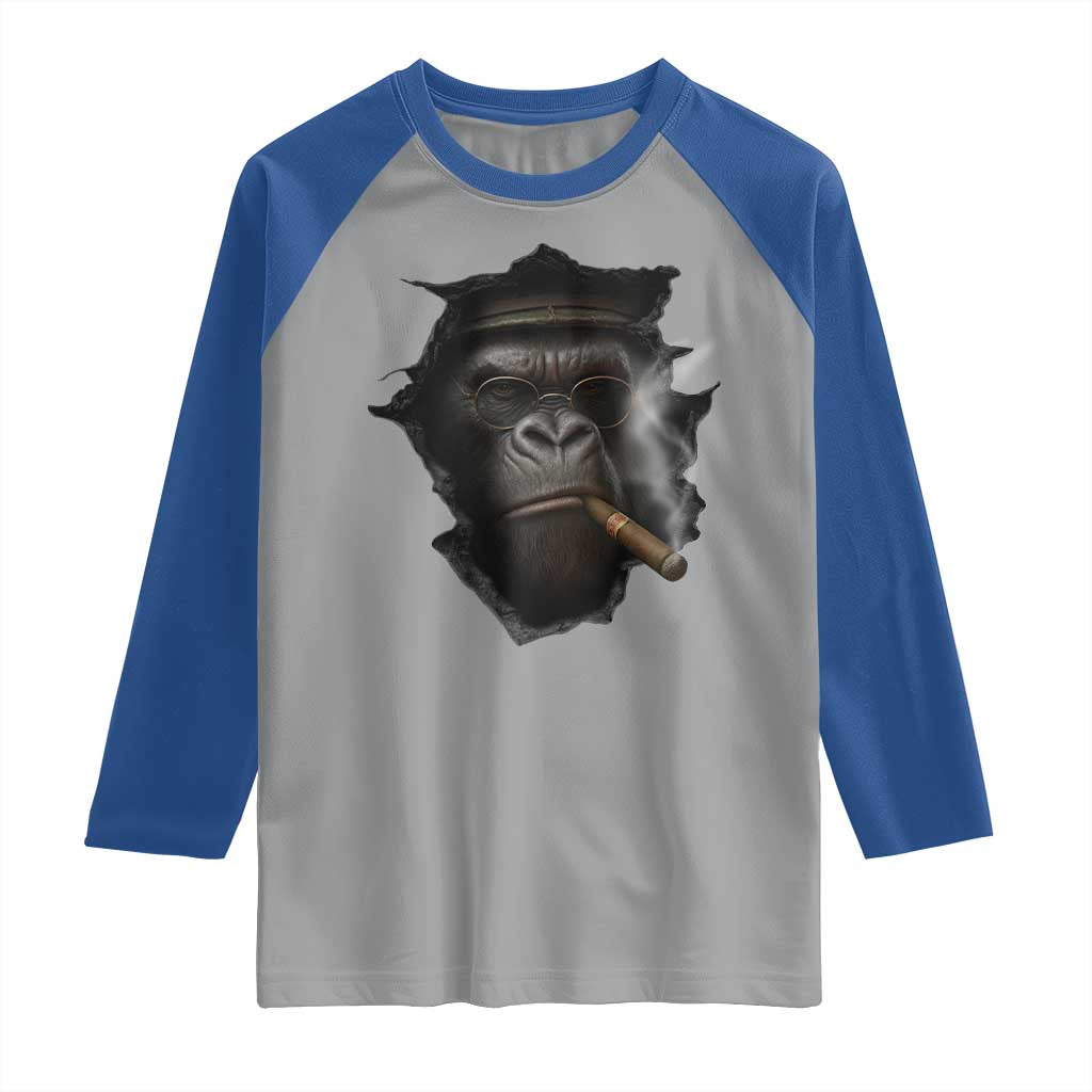 Cool Gorilla With Cigar Raglan Shirt Animal Lover Gift - Wonder Print Shop