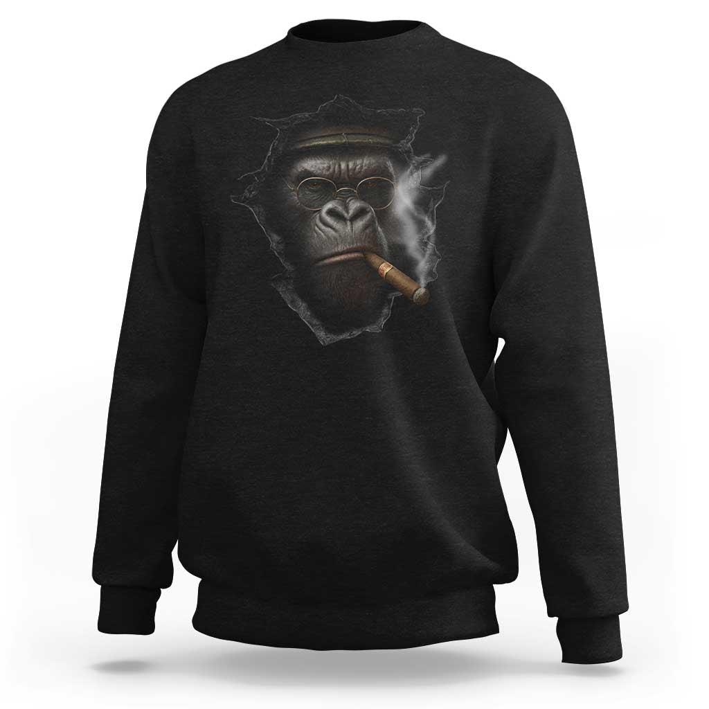 Cool Gorilla With Cigar Sweatshirt Animal Lover Gift - Wonder Print Shop