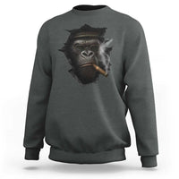 Cool Gorilla With Cigar Sweatshirt Animal Lover Gift - Wonder Print Shop