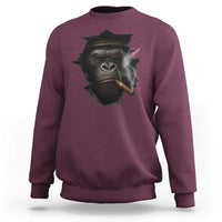 Cool Gorilla With Cigar Sweatshirt Animal Lover Gift - Wonder Print Shop