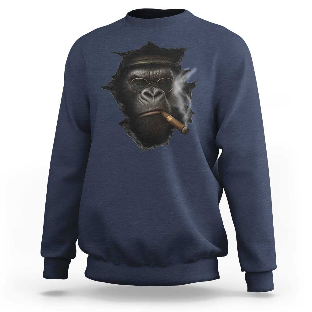 Cool Gorilla With Cigar Sweatshirt Animal Lover Gift - Wonder Print Shop