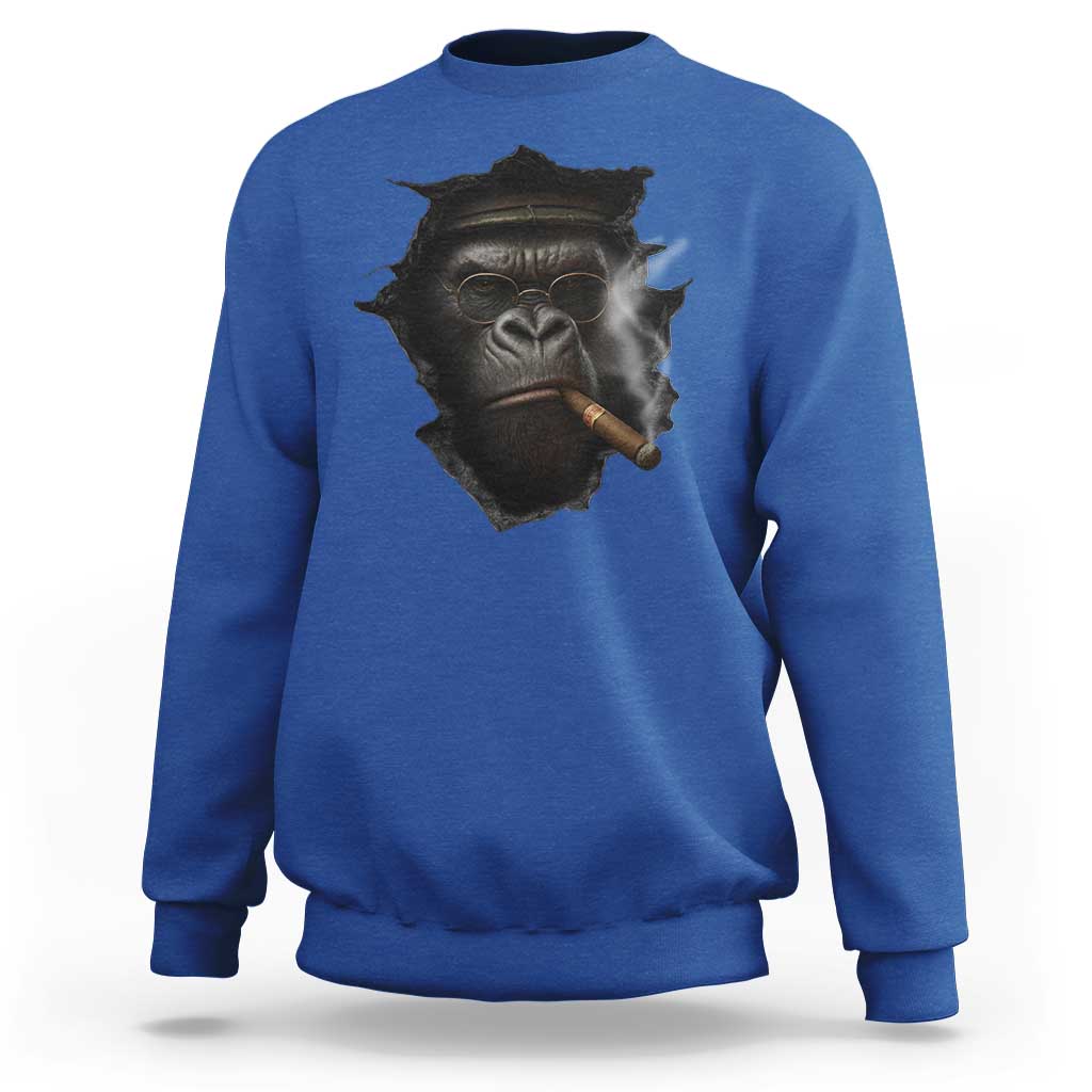 Cool Gorilla With Cigar Sweatshirt Animal Lover Gift - Wonder Print Shop
