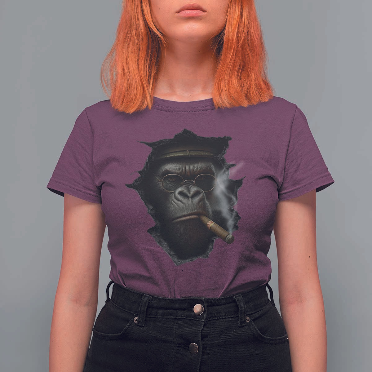 Cool Gorilla With Cigar T Shirt For Women Animal Lover Gift - Wonder Print Shop