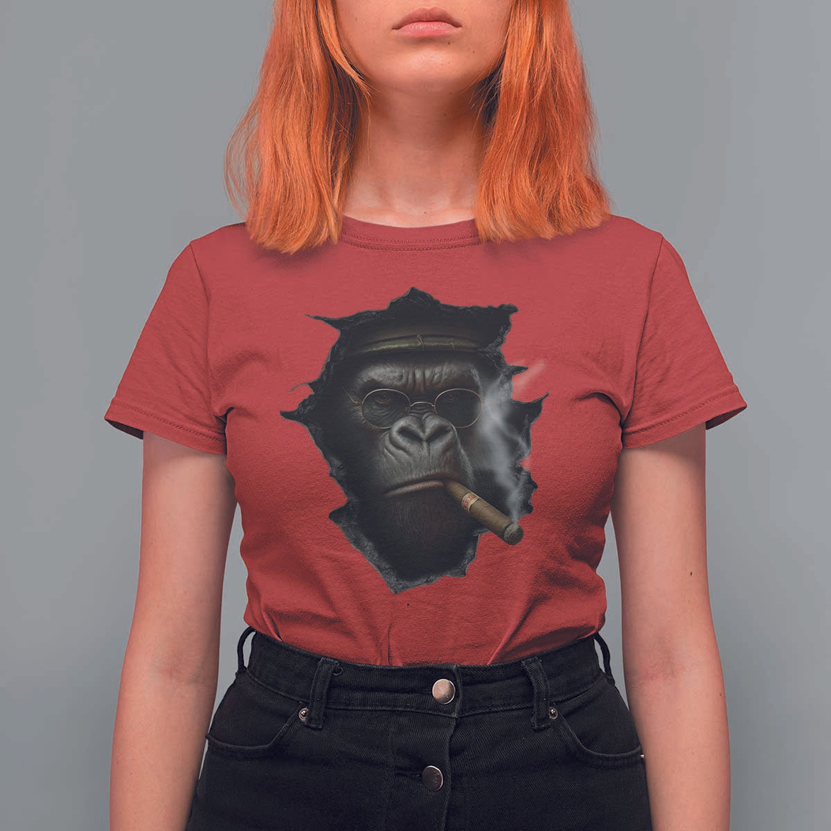 Cool Gorilla With Cigar T Shirt For Women Animal Lover Gift - Wonder Print Shop