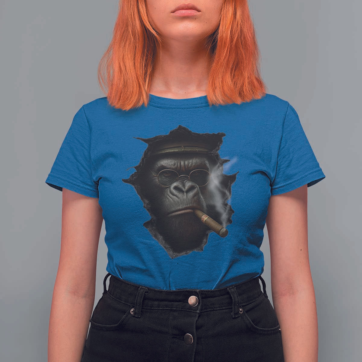 Cool Gorilla With Cigar T Shirt For Women Animal Lover Gift - Wonder Print Shop