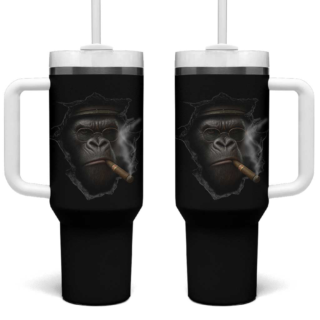 Cool Gorilla With Cigar Tumbler With Handle Animal Lover Gift