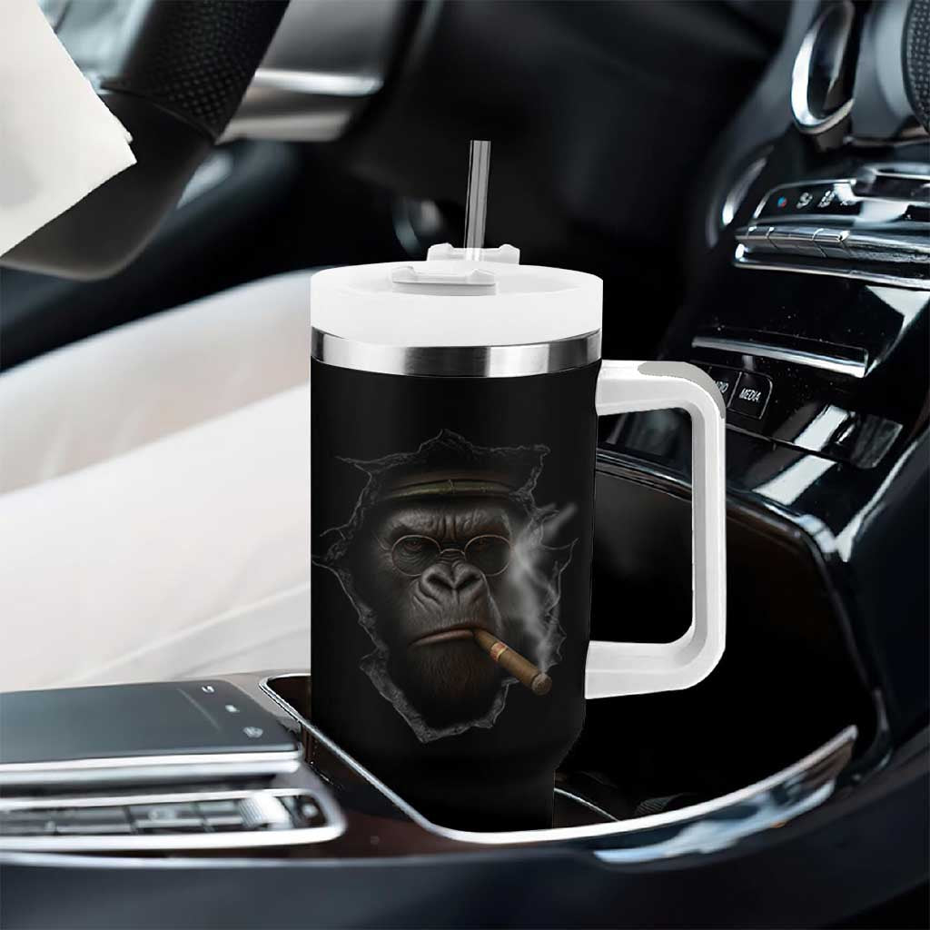 Cool Gorilla With Cigar Tumbler With Handle Animal Lover Gift