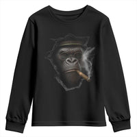 Cool Gorilla With Cigar Youth Sweatshirt Animal Lover Gift - Wonder Print Shop