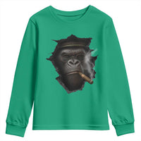 Cool Gorilla With Cigar Youth Sweatshirt Animal Lover Gift - Wonder Print Shop