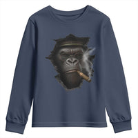 Cool Gorilla With Cigar Youth Sweatshirt Animal Lover Gift - Wonder Print Shop