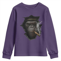 Cool Gorilla With Cigar Youth Sweatshirt Animal Lover Gift - Wonder Print Shop