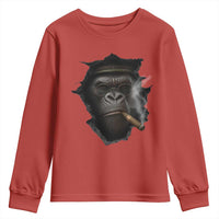 Cool Gorilla With Cigar Youth Sweatshirt Animal Lover Gift - Wonder Print Shop