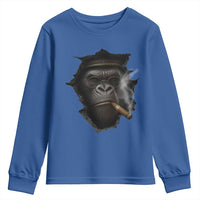 Cool Gorilla With Cigar Youth Sweatshirt Animal Lover Gift - Wonder Print Shop