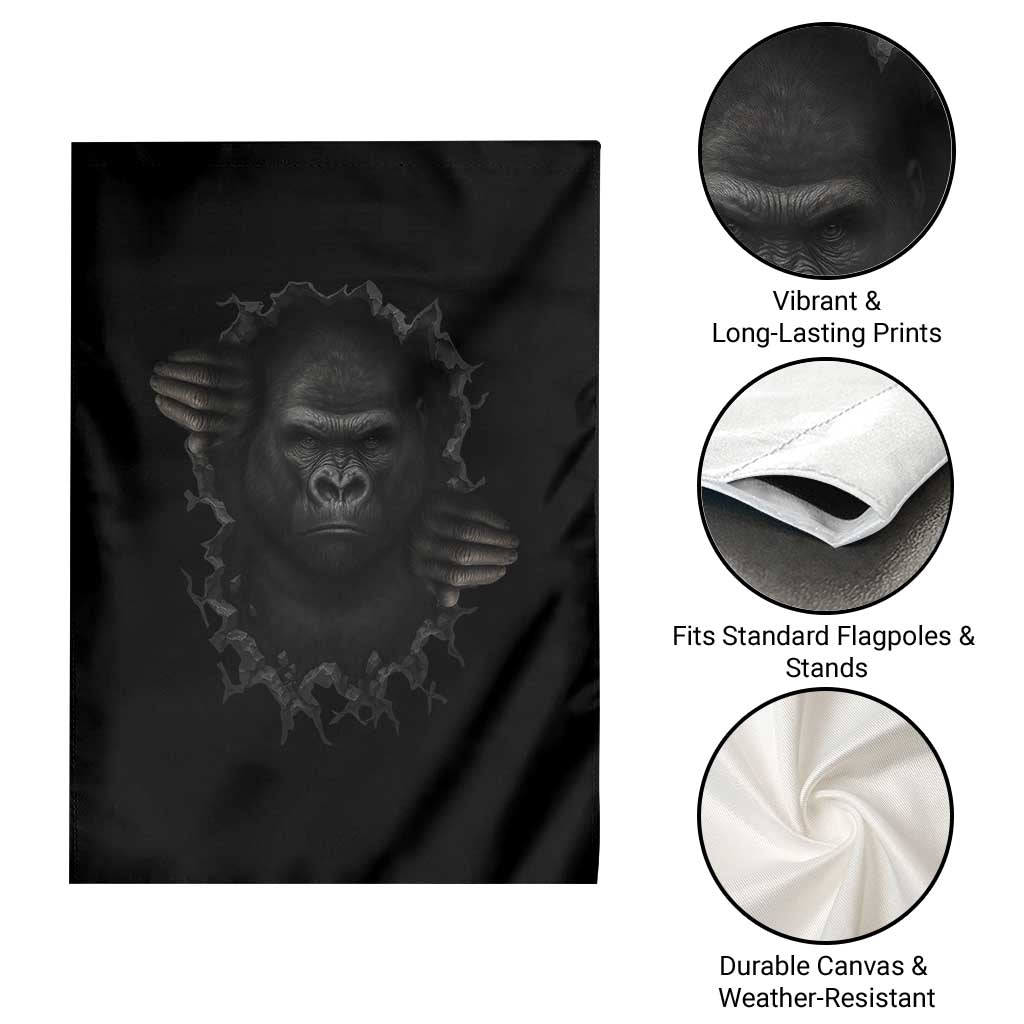 Angry Gorilla Face On Cracked Wall Garden Flag Animal Lover Gift - Wonder Print Shop