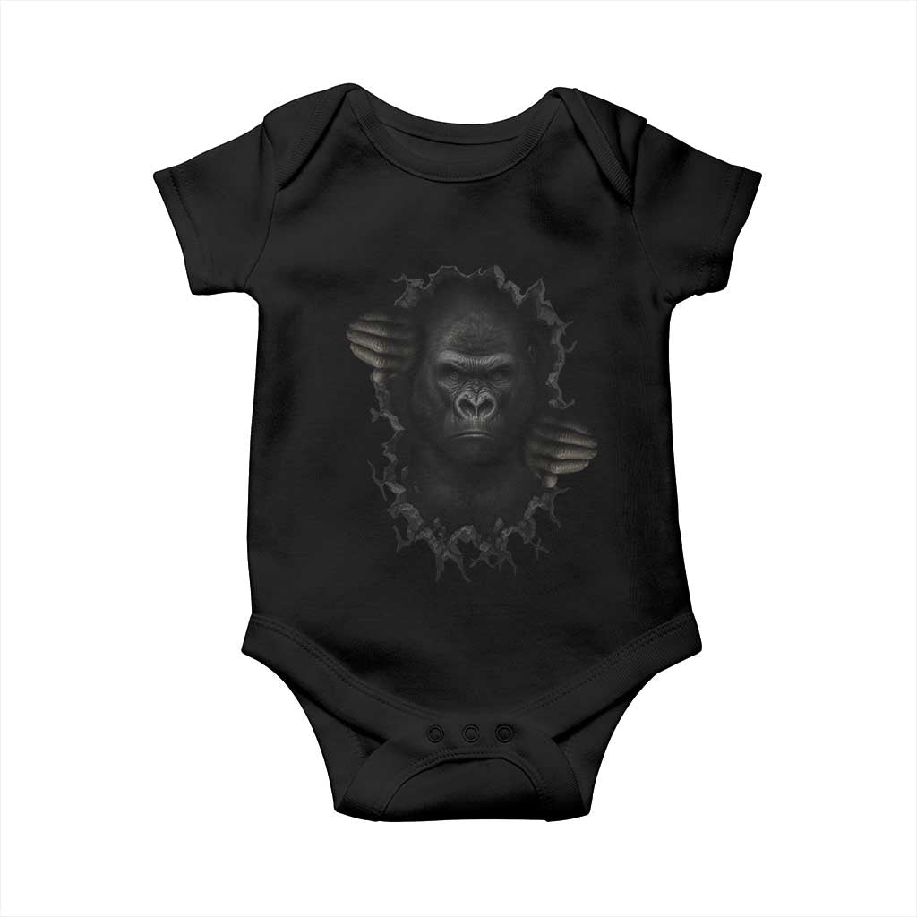 Angry Gorilla Face On Cracked Wall Baby Onesie Animal Lover Gift - Wonder Print Shop