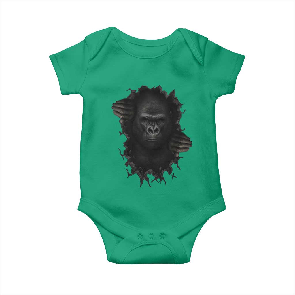 Angry Gorilla Face On Cracked Wall Baby Onesie Animal Lover Gift - Wonder Print Shop