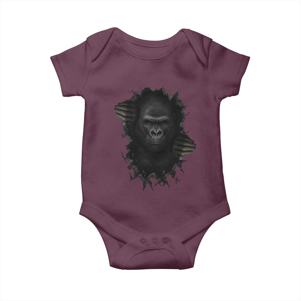 Angry Gorilla Face On Cracked Wall Baby Onesie Animal Lover Gift - Wonder Print Shop