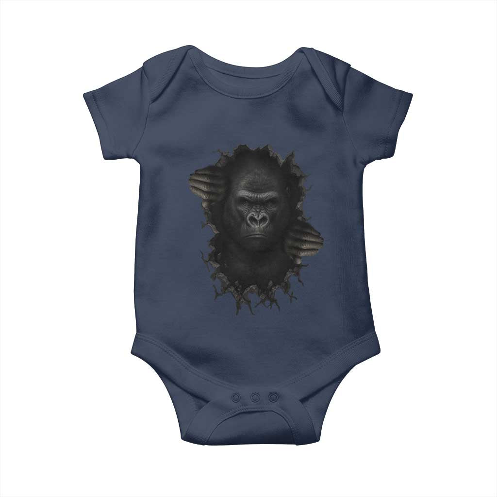 Angry Gorilla Face On Cracked Wall Baby Onesie Animal Lover Gift - Wonder Print Shop